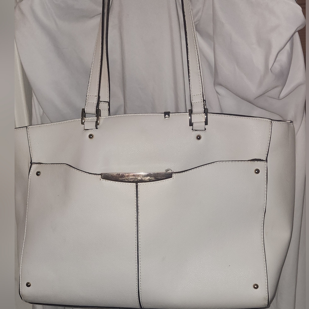 Ann Taylor Vegan Leather White Tote Bag